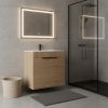 30" Brown Wood Freestanding Double Door Bathroom Vanity With White Sink