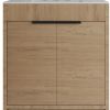 30" Brown Wood Freestanding Double Door Bathroom Vanity With White Sink