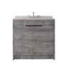 36" Gray Wood Freestanding Double Door Bathroom Vanity With White Sink