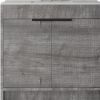 36" Gray Wood Freestanding Double Door Bathroom Vanity With White Sink