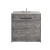 36" Gray Wood Freestanding Double Door Bathroom Vanity With White Sink
