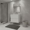 24" White Wood Floating Bathroom Vanity With Sink And Two Drawers