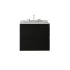 24" Black Wood Floating Bathroom Vanity With White Sink And Two Drawers