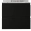 24" Black Wood Floating Bathroom Vanity With White Sink And Two Drawers