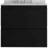 24" Black Wood Floating Bathroom Vanity With White Sink And Two Drawers