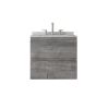 24" Gray Wood Floating Bathroom Vanity With White Sink And Two Drawers