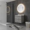 24" Gray Wood Floating Bathroom Vanity With White Sink And Two Drawers