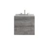 24" Gray Wood Floating Bathroom Vanity With White Sink And Two Drawers