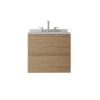 24" Brown Wood Floating Bathroom Vanity With White Sink And Two Drawers