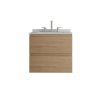 24" Brown Wood Floating Bathroom Vanity With White Sink And Two Drawers