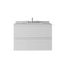 30" White Wood Floating Bathroom Vanity With Sink And Two Drawers