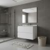 30" White Wood Floating Bathroom Vanity With Sink And Two Drawers