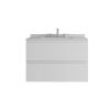 30" White Wood Floating Bathroom Vanity With Sink And Two Drawers