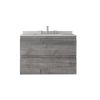 30" Gray Wood Floating Bathroom Vanity With White Sink And Two Drawers