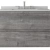 30" Gray Wood Floating Bathroom Vanity With White Sink And Two Drawers