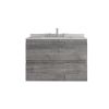 30" Gray Wood Floating Bathroom Vanity With White Sink And Two Drawers