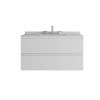 36" White Wood Floating Bathroom Vanity With Sink And Two Drawers
