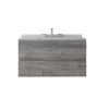 36" Gray Wood Floating Bathroom Vanity With White Sink And Two Drawers