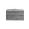 36" Gray Wood Floating Bathroom Vanity With White Sink And Two Drawers