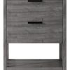 24" Gray Wood Freestanding Bathroom Vanity With White Sink And Two Drawers
