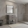 24" Gray Wood Freestanding Bathroom Vanity With White Sink And Two Drawers