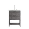 24" Gray Wood Freestanding Bathroom Vanity With White Sink And Two Drawers