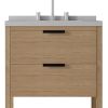 24" Brown Wood Freestanding Bathroom Vanity With White Sink And Two Drawers