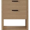 24" Brown Wood Freestanding Bathroom Vanity With White Sink And Two Drawers