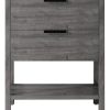 30" Gray Wood Freestanding Bathroom Vanity With White Sink And Two Drawers