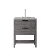 30" Gray Wood Freestanding Bathroom Vanity With White Sink And Two Drawers
