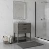30" Gray Wood Freestanding Bathroom Vanity With White Sink And Two Drawers