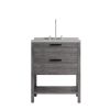 30" Gray Wood Freestanding Bathroom Vanity With White Sink And Two Drawers