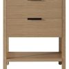 30" Brown Wood Freestanding Bathroom Vanity With White Sink And Two Drawers