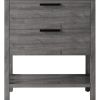 36" Gray Wood Freestanding Bathroom Vanity With White Sink And Two Drawers