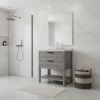 36" Gray Wood Freestanding Bathroom Vanity With White Sink And Two Drawers