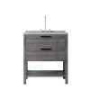 36" Gray Wood Freestanding Bathroom Vanity With White Sink And Two Drawers