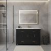 48" Black Wood Freestanding Four Door Bathroom Vanity With White Sink And Four Drawers