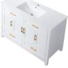 48" White Wood Freestanding Four Door Bathroom Vanity With Sink And Four Drawers