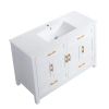 48" White Wood Freestanding Four Door Bathroom Vanity With Sink And Four Drawers