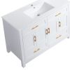 48" White Wood Freestanding Four Door Bathroom Vanity With Sink And Four Drawers