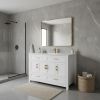 48" White Wood Freestanding Four Door Bathroom Vanity With Sink And Four Drawers