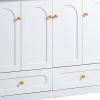 48" White Wood Freestanding Four Door Bathroom Vanity With Sink And Two Drawers