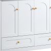 48" White Wood Freestanding Four Door Bathroom Vanity With Sink And Two Drawers