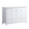 48" White Wood Freestanding Four Door Bathroom Vanity With Sink And Two Drawers