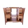 36" Light Brown Solid Wood Freestanding Single Door Bathroom Vanity And Five Drawers