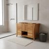 48" Light Brown Solid Wood Freestanding Double Door Bathroom Vanity And Six Drawers