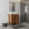 24" Light Brown Solid Wood Freestanding Double Door Bathroom Vanity