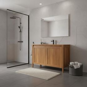 12" Light Brown Solid Wood Freestanding Single Door Bathroom Vanity