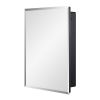 16" Black Plastic Floating Single Door Bathroom Vanity And Medicine Cabinet With Mirror