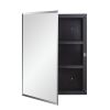 16" Black Plastic Floating Single Door Bathroom Vanity And Medicine Cabinet With Mirror